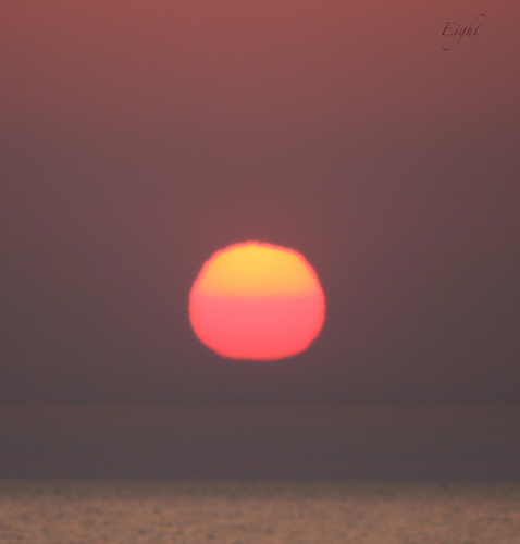 蜃気楼と沈みゆく太陽 えいと のお気楽写真館